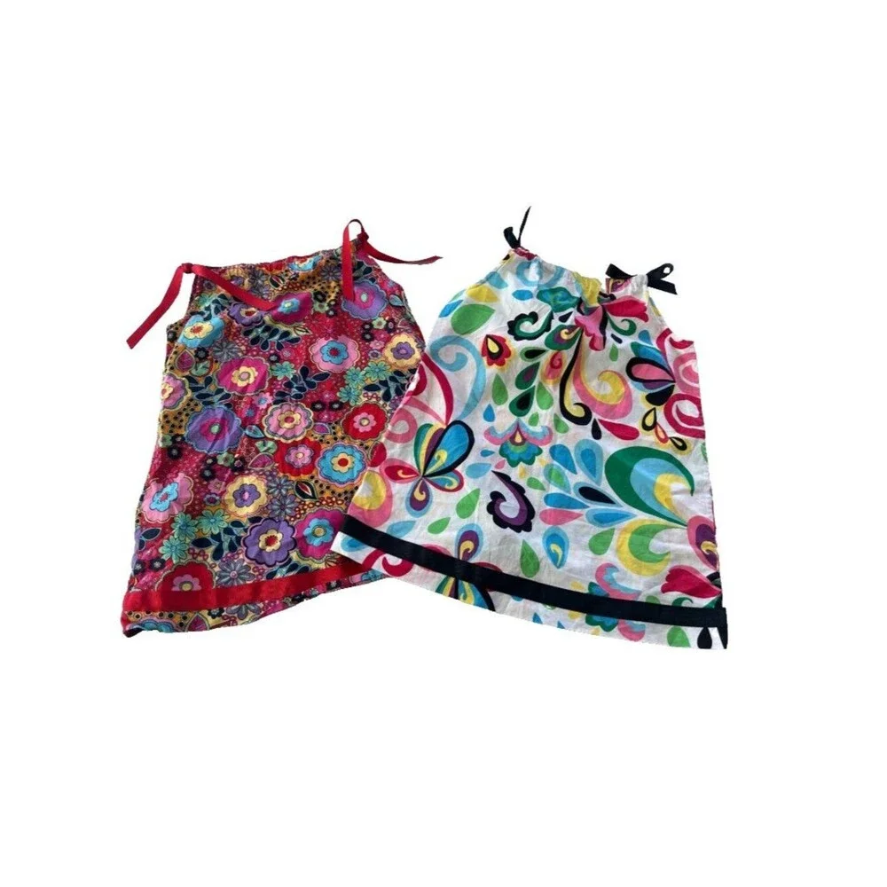 Hanna Andersson Girls 110 (5) Lightweight Cotton Tie Strap Multicolor Dress Summ